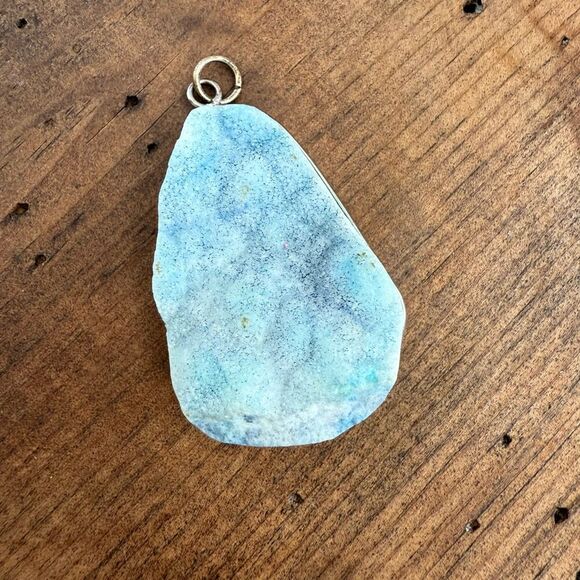 Artisan Jewelry - Large Raw Blue Larimar Necklace Pendant